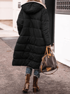 Cocolii longue doudoune manteau d'hiver à capuche poches fermeture éclair manches longues femme décontracté veste