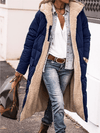 Cocolii longue doudoune manteau d'hiver à capuche poches fermeture éclair manches longues femme décontracté veste
