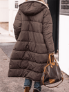Cocolii longue doudoune manteau d'hiver à capuche poches fermeture éclair manches longues femme décontracté veste