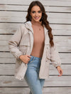 Cocolii mi-longue parka unicolore à capuche boutons poches fermeture éclair femme élégant décontracté manteau