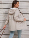 Cocolii mi-longue parka unicolore à capuche boutons poches fermeture éclair femme élégant décontracté manteau