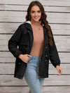 Cocolii mi-longue parka unicolore à capuche boutons poches fermeture éclair femme élégant décontracté manteau