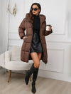 Cocolii mi-longue doudoune à capuche fermeture éclair poches manches longues femme décontracté ample hiver manteau