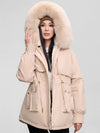 Cocolii mi-longue parka à capuche poches fermeture éclair manches longues femme casual oversized décontracté hiver doudoune
