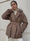 Cocolii hiver mi-longue manteau unicolore ceinture col revers manches longues femme décontract ample oversized casual