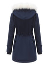 Cocolii mi-longue parka à capuche boutonnage poches manches longues femme casual décontracté blouson