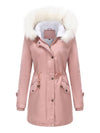 Cocolii mi-longue parka à capuche boutonnage poches manches longues femme casual décontracté blouson
