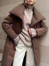 Cocolii doudoune longue femme hiver ceinturée manteau matelassé chaud col montant décontracté veste puffer élégante