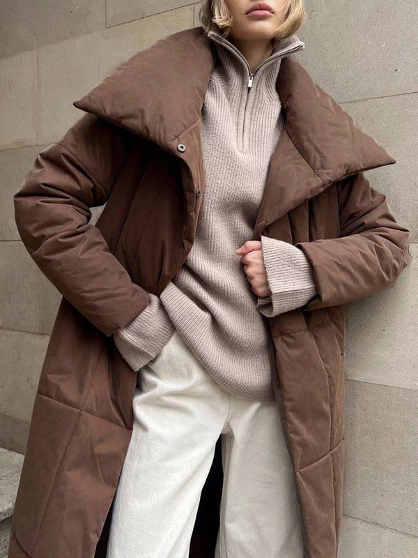 Cocolii doudoune longue femme hiver ceinturée manteau matelassé chaud col montant décontracté veste puffer élégante
