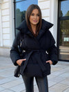 Cocolii mi-longue doudoune femme ceinturée en coton manteau d'hiver matelassé chaud à montant décontracté oversized veste