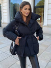 Cocolii mi-longue doudoune femme ceinturée en coton manteau d'hiver matelassé chaud à montant décontracté oversized veste