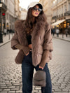 Cocolii parka doudoune femme à capuche et bordure fausse fourrure fermeture éclair décontracté oversized hiver veste