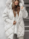 Cocolii mi-longue doudoune à capuche poches fermeture éclair manches longues femme oversized décontracté hiver veste