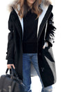 Cocolii mi-longue hiver manteau parka à capuche poches fermeture éclair fausse fourrure col femme ample oversized décontracté veste