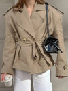 Cocolii court trench femme en coton boutons ceinture manches longues élégant décontracté mi-saison veste pour automne