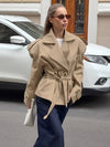 Cocolii court trench femme en coton boutons ceinture manches longues élégant décontracté mi-saison veste pour automne