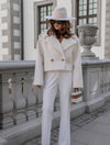 Cocolii court veste col revers boutons manches longues femme élégant décontracté mode automne veste