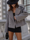 Cocolii court veste col revers boutons manches longues femme élégant décontracté mode automne veste