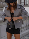 Cocolii court veste col revers boutons manches longues femme élégant décontracté mode automne veste