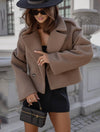 Cocolii court veste col revers boutons manches longues femme élégant décontracté mode automne veste