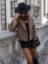 Cocolii court veste col revers boutons manches longues femme élégant décontracté mode automne veste