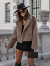 Cocolii court veste col revers boutons manches longues femme élégant décontracté mode automne veste