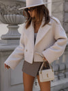 Cocolii court veste col revers boutons manches longues femme élégant décontracté mode automne veste