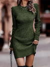 Cocolii pull mini robe moulante col rond manches longues femme casual élégant mode décontracté huats automne