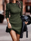 Cocolii pull mini robe moulante col rond manches longues femme casual élégant mode décontracté huats automne