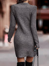 Cocolii pull mini robe moulante col rond manches longues femme casual élégant mode décontracté huats automne