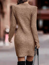 Cocolii pull mini robe moulante col rond manches longues femme casual élégant mode décontracté huats automne