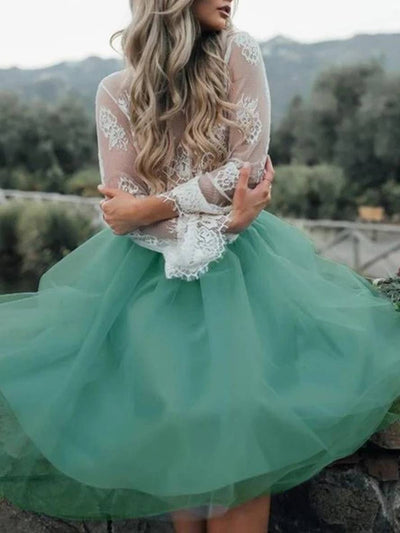 Cocolii mi-longue jupe plissé bouffante tutu en tulle élégant femme vert d'eau