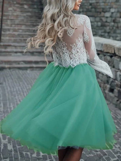 Cocolii mi-longue jupe plissé bouffante tutu en tulle élégant femme vert d'eau