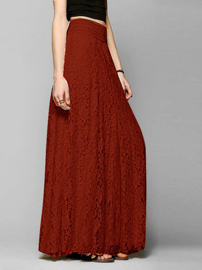 Cocolii longue jupe femme en dentelle florale style bohème chic taille haute de soirée élégante pour cérémonie mariage