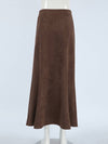 Cocolii longue jupe femme en daim synthétique jupe maxi évasée taille haute style rétro élégant pour automne hiver