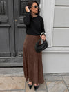 Cocolii longue jupe femme en daim synthétique jupe maxi évasée taille haute style rétro élégant pour automne hiver