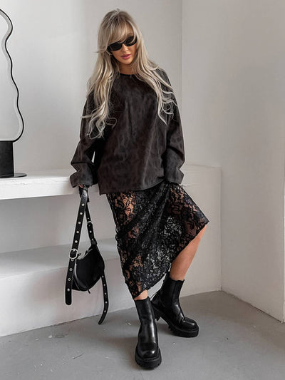 Cocolii jupe longue en dentelle noire femme jupe maxi transparente style bohème chic tenue de soirée élégante gothique