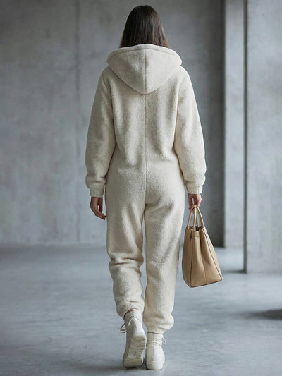 Cocolii combinaisons femme polaire teddy à capuche fermeture éclair manches longues hiver chaud grenouillère pyjama