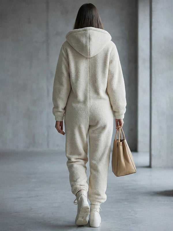 Cocolii combinaisons femme polaire teddy à capuche fermeture éclair manches longues hiver chaud grenouillère pyjama