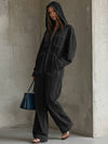 Cocolii combinaisons en jean femme à capuche poches manches longues pantalon larges jambes évasé décontracté streetwear