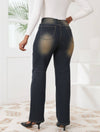 Cocolii jeans larges jambes évasé droit femme élégant vintage décontracté mode casual