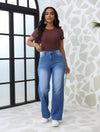 Cocolii jeans larges jambes évasé droit femme élégant vintage décontracté mode casual