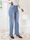 Cocolii jeans larges jambes évasé droit femme élégant vintage décontracté mode casual