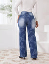 Cocolii jeans larges jambes évasé taille haute femme élégant décontracté mode casual