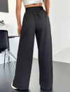 Cocolii pantalon larges jambes évasé fendu le côté taille haute femme casual ample décontracté