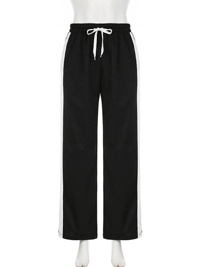 Cocolii pantalons droit taille haute coulisse taille femme élégant décontracté mode casual