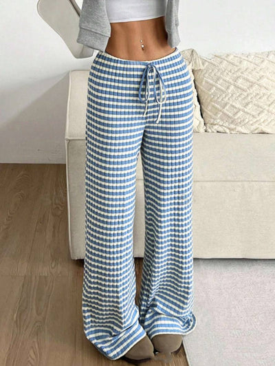 Cocolii pantalons rayé coulisse taille femme élégant décontracté mode casual