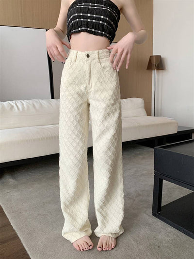 Cocolii pantalon droit taille haute femme élégant décontracté mode casual