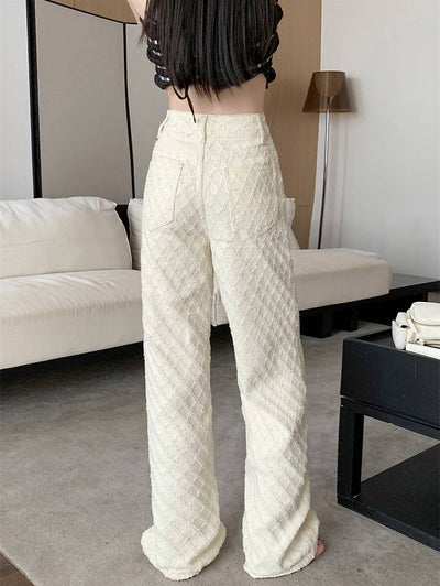 Cocolii pantalon droit taille haute femme élégant décontracté mode casual