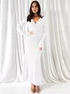 Cocolii robe longue moulante sirene robe v-cou manches longues femme élégant décontracté bal de promo